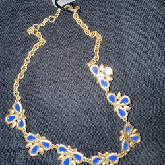 J. Crew Gold Chain Necklace with Blue Floral Accents - Picture 4 of 4